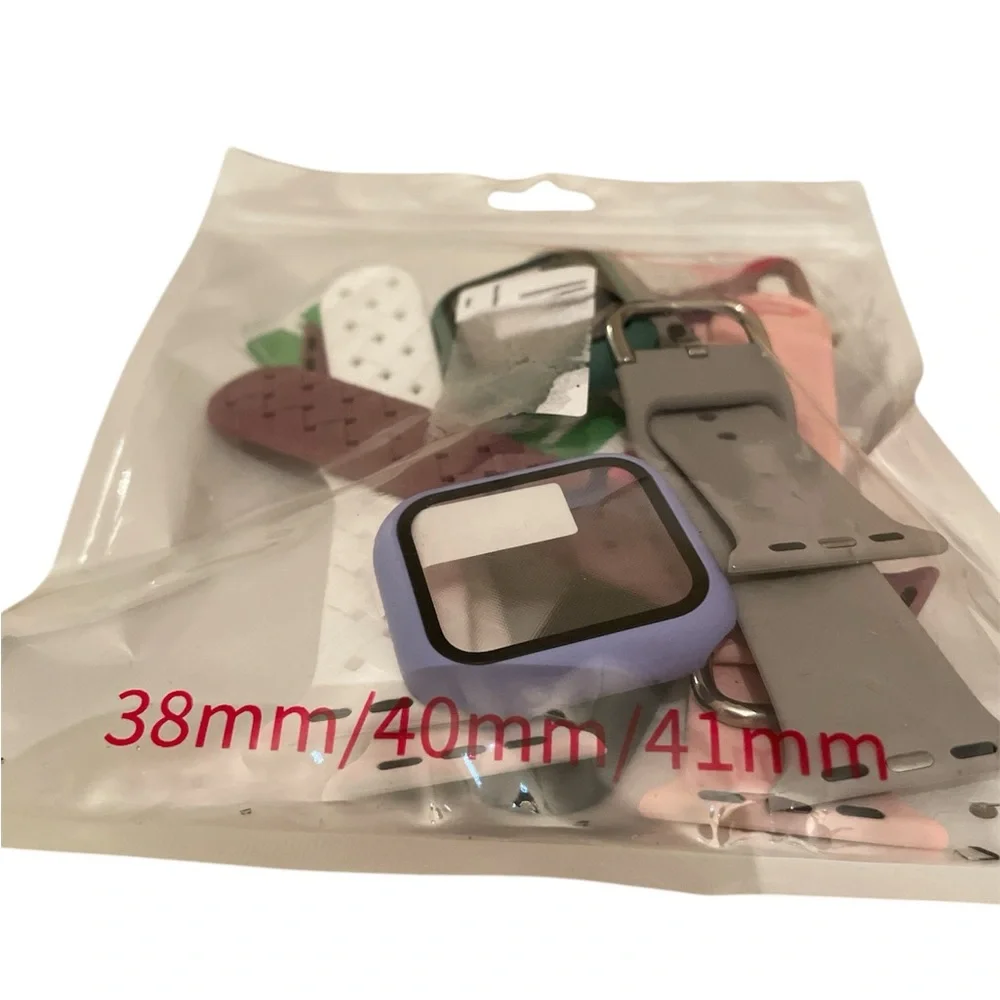 Versatile Silicone Apple Watch Case Set - Black, Brown, Cream, Tan and pink